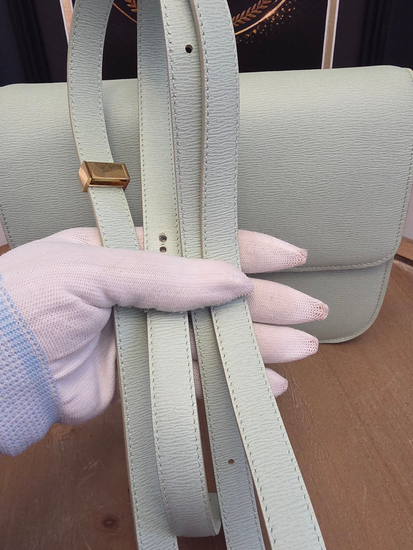 CÉLINE Classic Box Bag – Pale Celadon / Ice Mint Leather with Gold Hardware