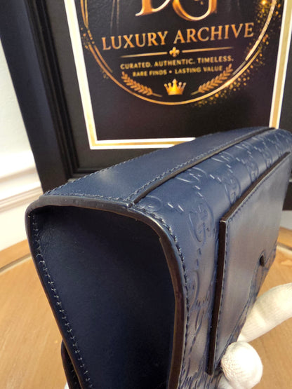 Gucci Padlock GG Signature Leather Chain Shoulder Bag – Navy & Gold 💎