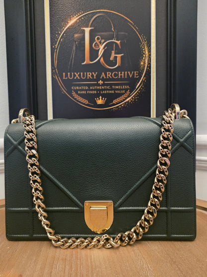 Christian Dior Diorama Flap Bag – Forest Green & Gold Hardware ✨