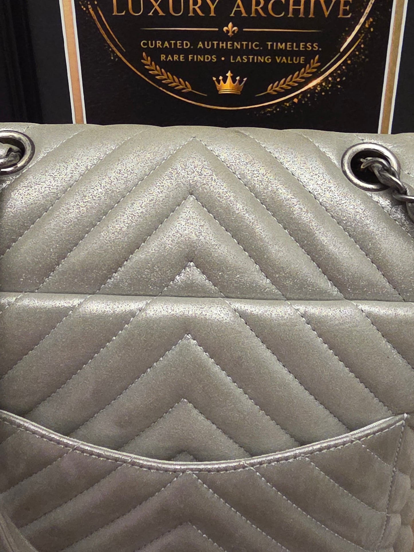 Chanel Chevron Backpack — Metallic Champagne / Pearlized Calfskin