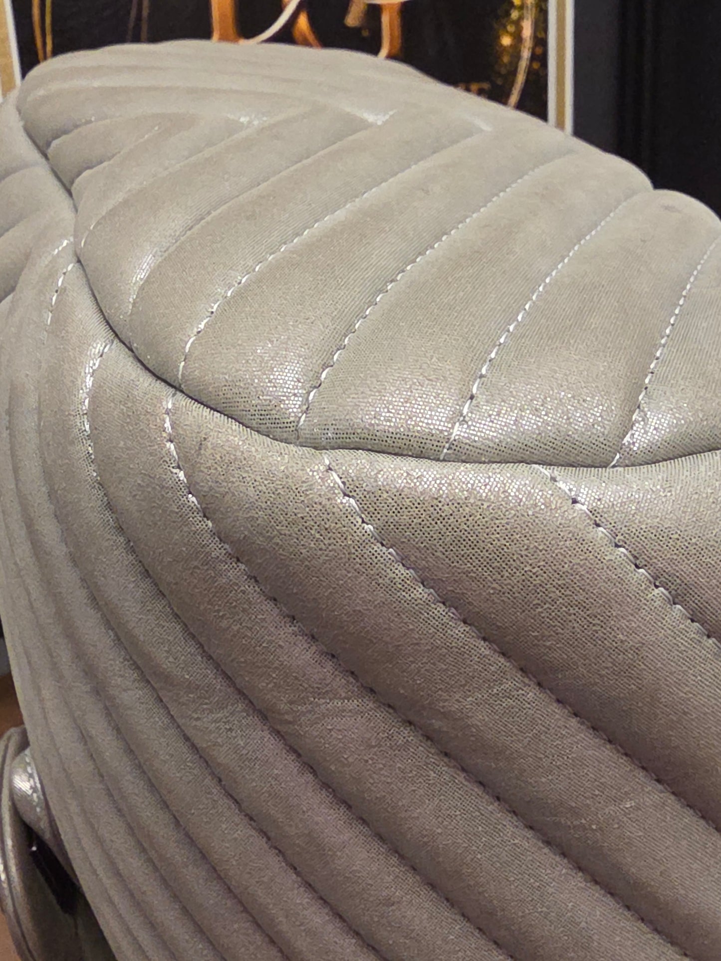Chanel Chevron Backpack — Metallic Champagne / Pearlized Calfskin