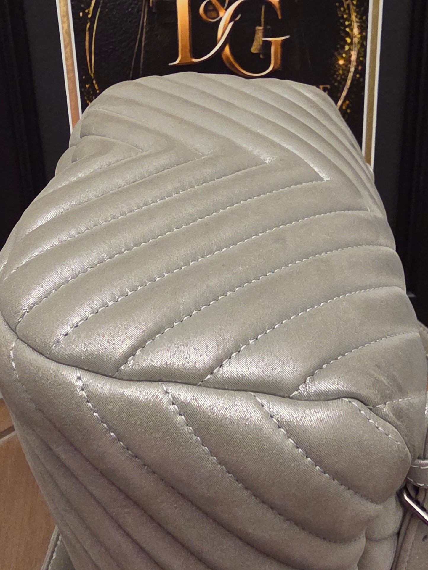 Chanel Chevron Backpack — Metallic Champagne / Pearlized Calfskin