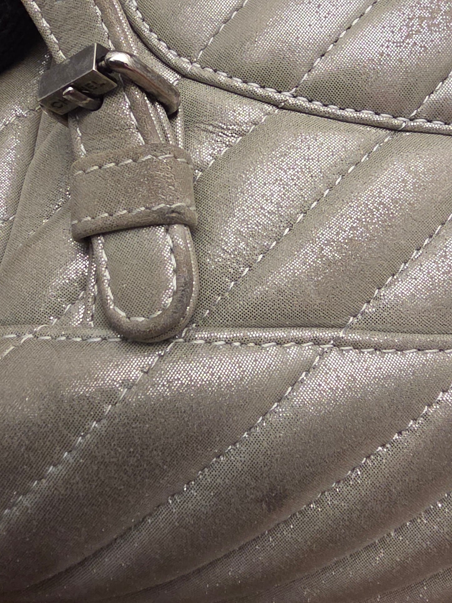 Chanel Chevron Backpack — Metallic Champagne / Pearlized Calfskin