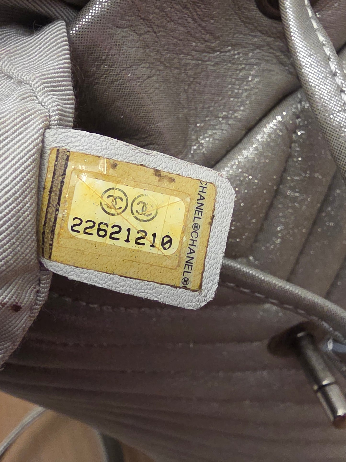 Chanel Chevron Backpack — Metallic Champagne / Pearlized Calfskin