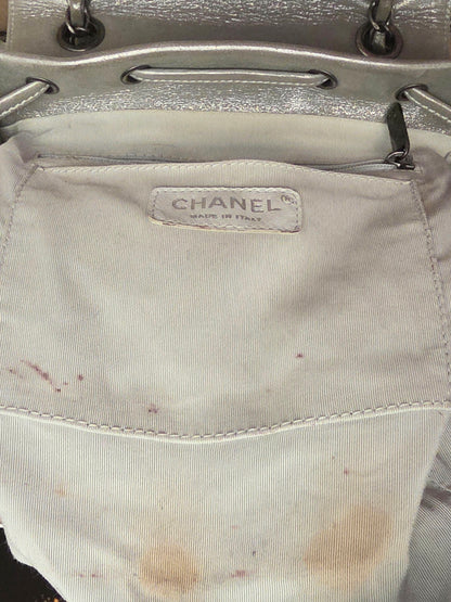 Chanel Chevron Backpack — Metallic Champagne / Pearlized Calfskin