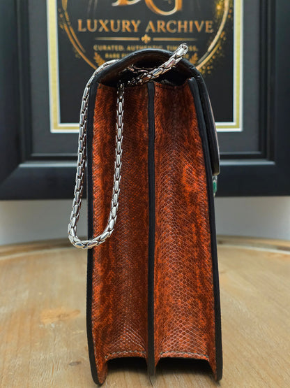 BVLGARI SERPENTI CHAIN SHOULDER BAGBurnt Orange Exotic Print Leather with Enamel Snake Head Closure