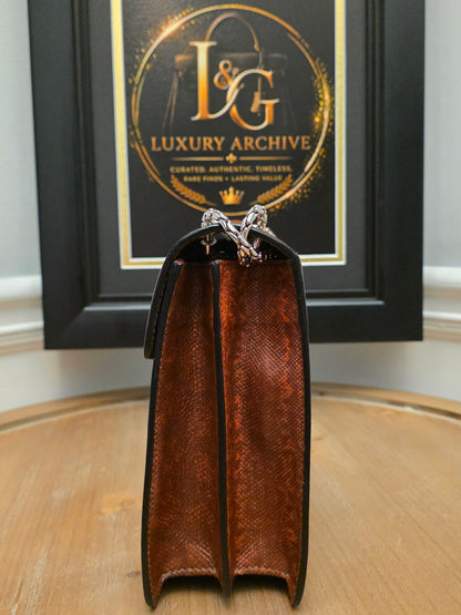 BVLGARI SERPENTI CHAIN SHOULDER BAGBurnt Orange Exotic Print Leather with Enamel Snake Head Closure