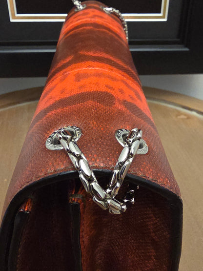 BVLGARI SERPENTI CHAIN SHOULDER BAGBurnt Orange Exotic Print Leather with Enamel Snake Head Closure