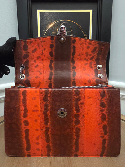 BVLGARI SERPENTI CHAIN SHOULDER BAGBurnt Orange Exotic Print Leather with Enamel Snake Head Closure