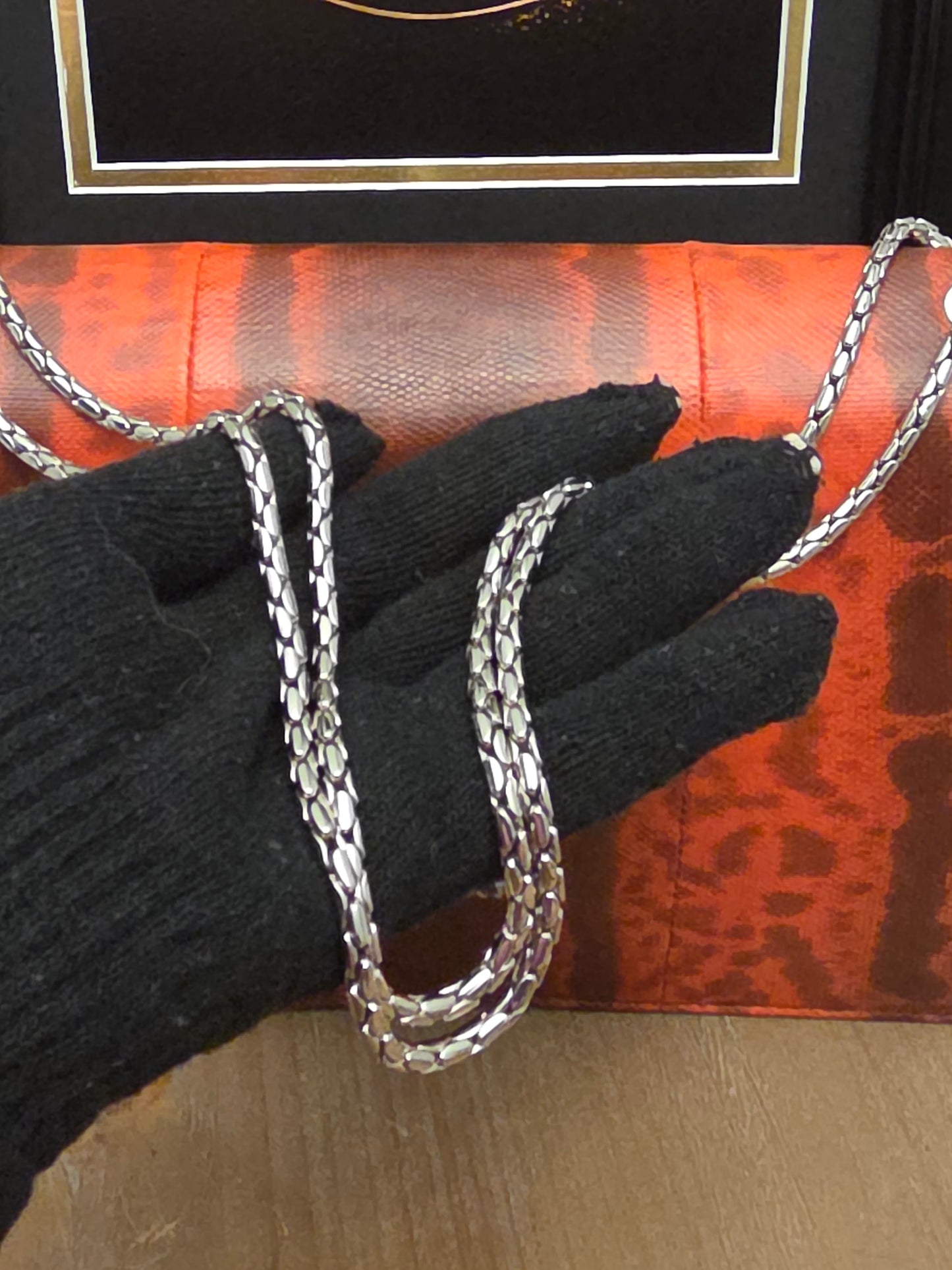 BVLGARI SERPENTI CHAIN SHOULDER BAGBurnt Orange Exotic Print Leather with Enamel Snake Head Closure