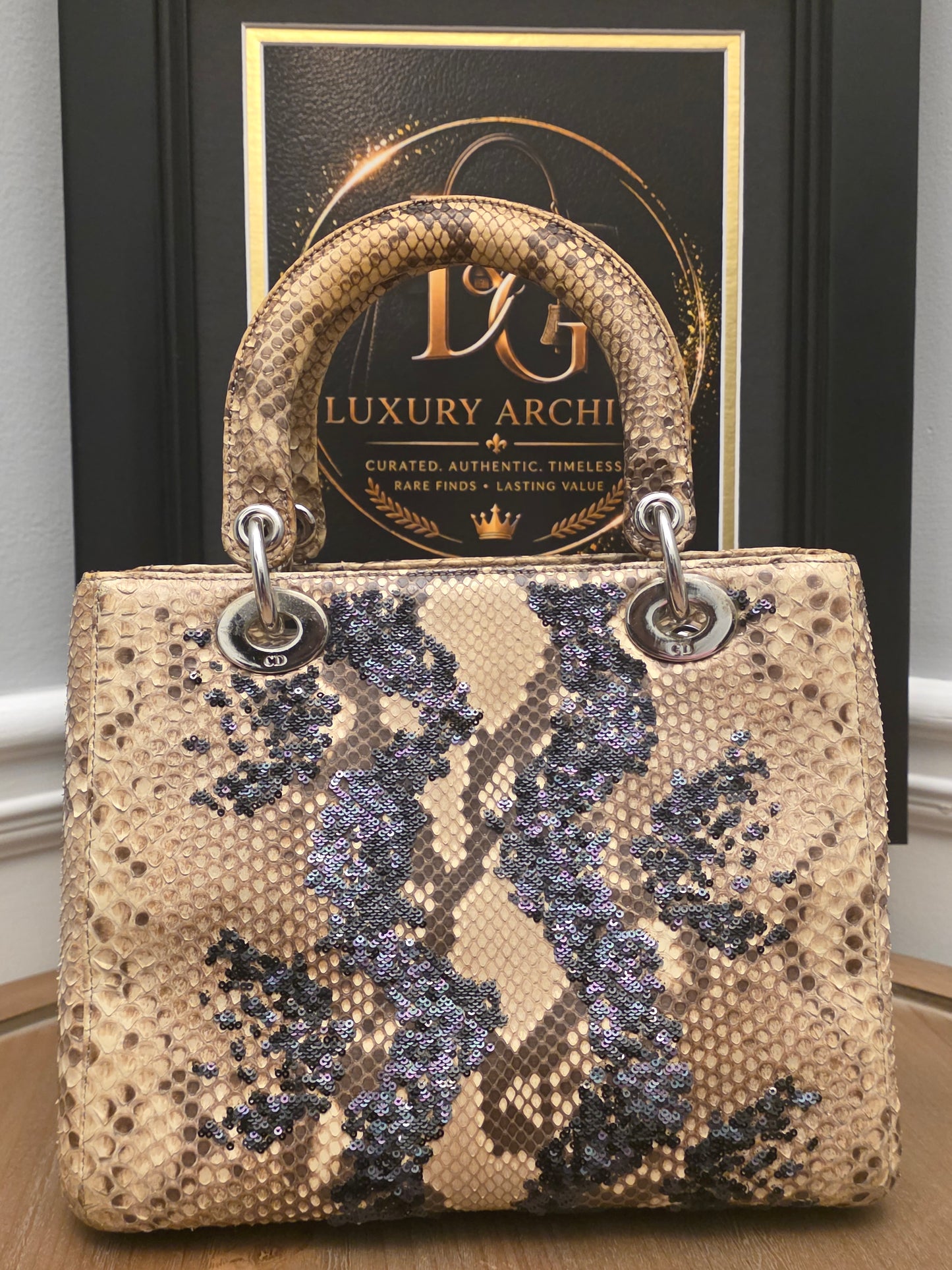 Christian Dior Limited Edition Python Sequin Lady Dior