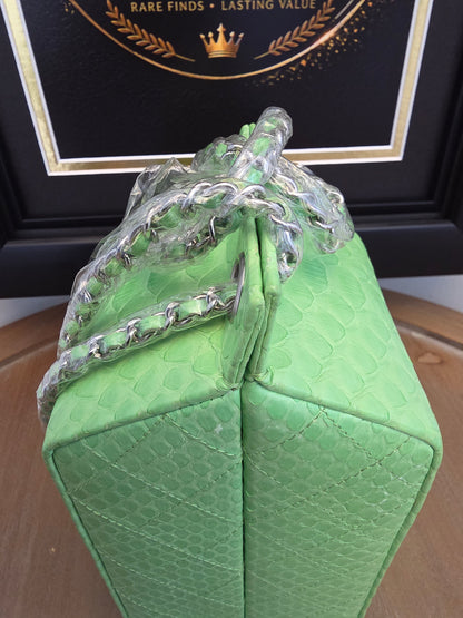 Chanel Lime Green Python Vanity Bag
