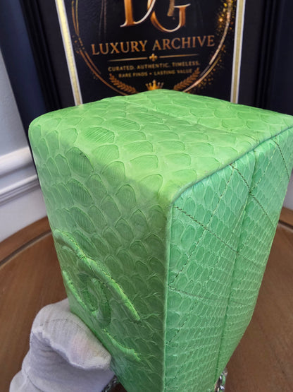 Chanel Lime Green Python Vanity Bag