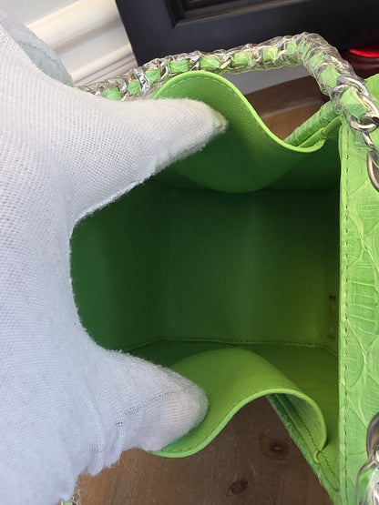 Chanel Lime Green Python Vanity Bag