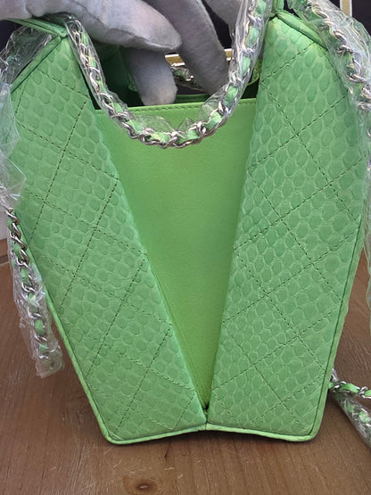Chanel Lime Green Python Vanity Bag