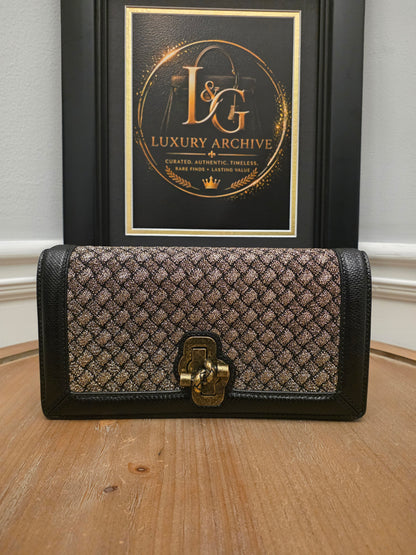 Bottega Veneta Intrecciato Olimpia Knot Shoulder Bag Metallic Bronze & Black