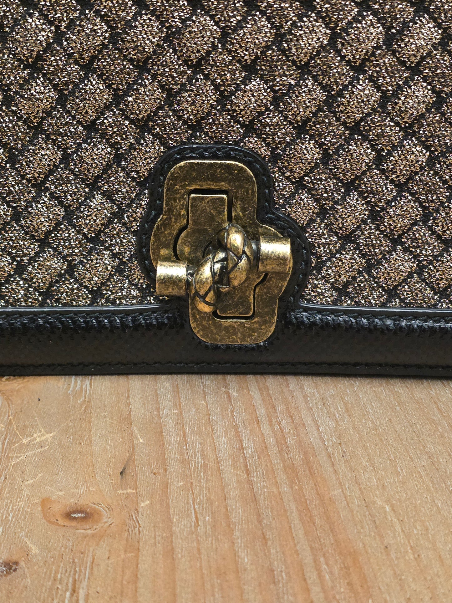 Bottega Veneta Intrecciato Olimpia Knot Shoulder Bag Metallic Bronze & Black