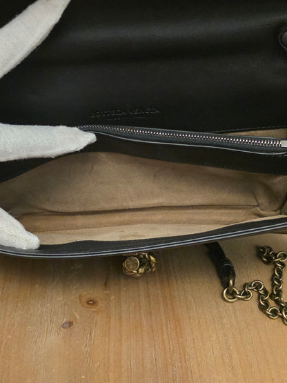 Bottega Veneta Intrecciato Olimpia Knot Shoulder Bag Metallic Bronze & Black