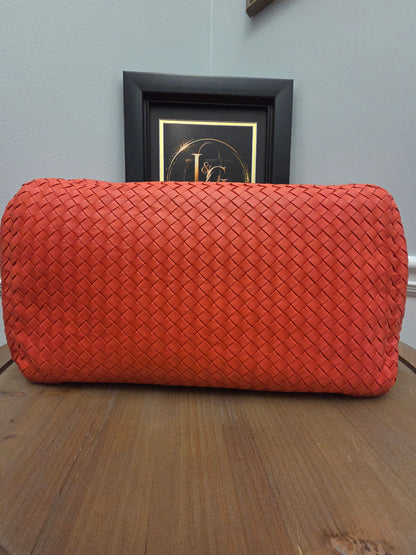 Bottega Veneta Maxi Cabat Intrecciato Woven Leather Tote Bag Coral Orange XL