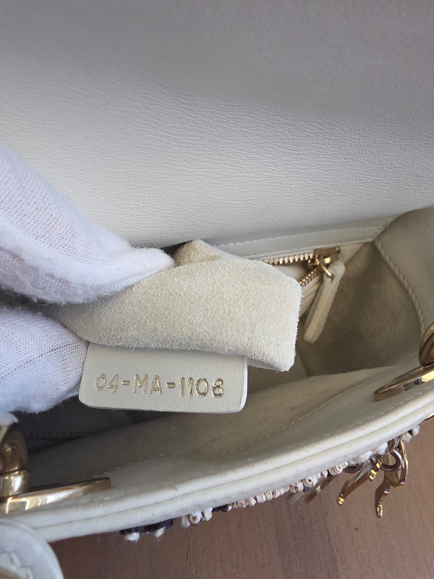 Christian Dior Mini Lady Dior Floral Beaded Embroidered Lambskin Bag – Ivory/Black