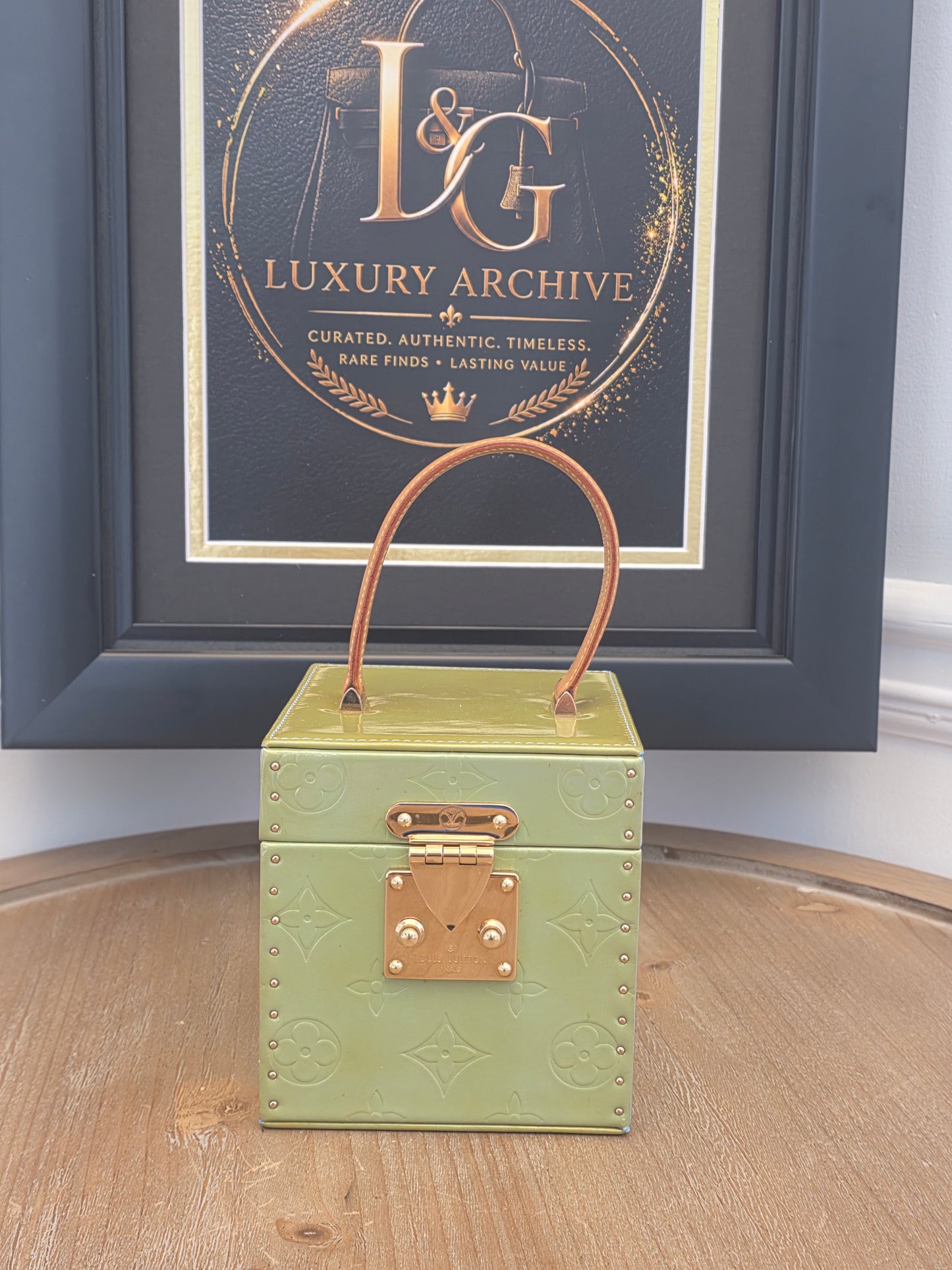 Louis Vuitton Vernis Boîte Flacon Vanity Case in Lime Green & Baby Blue