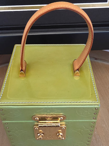 Louis Vuitton Vernis Boîte Flacon Vanity Case in Lime Green & Baby Blue