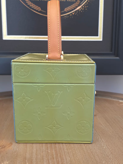 Louis Vuitton Vernis Boîte Flacon Vanity Case in Lime Green & Baby Blue