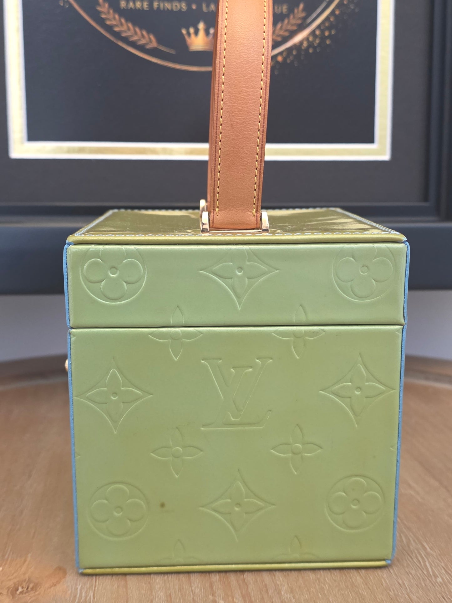 Louis Vuitton Vernis Boîte Flacon Vanity Case in Lime Green & Baby Blue