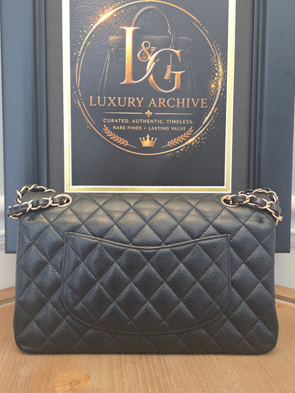 Chanel Medium Classic Double Flap Bag Black Caviar Leather | Gold Hardware | 20 Series