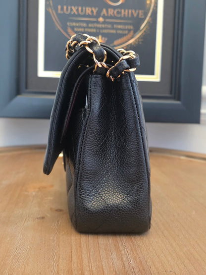 Chanel Medium Classic Double Flap Bag Black Caviar Leather | Gold Hardware | 20 Series