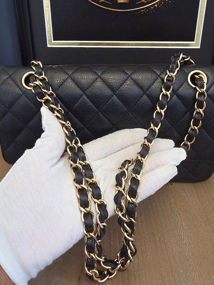 Chanel Medium Classic Double Flap Bag Black Caviar Leather | Gold Hardware | 20 Series