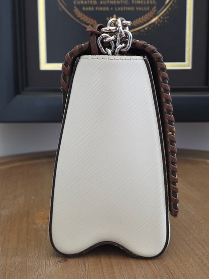 Louis Vuitton Limited Edition Twist MM Flower Embellished Epi Leather Shoulder Bag – White/Multicolor