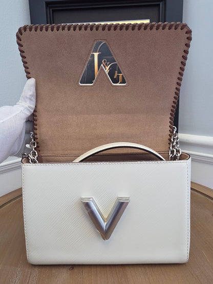 Louis Vuitton Limited Edition Twist MM Flower Embellished Epi Leather Shoulder Bag – White/Multicolor