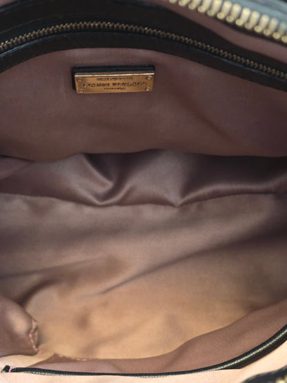 Gianni Versace Couture Black Patent Greek Key Boston Bag