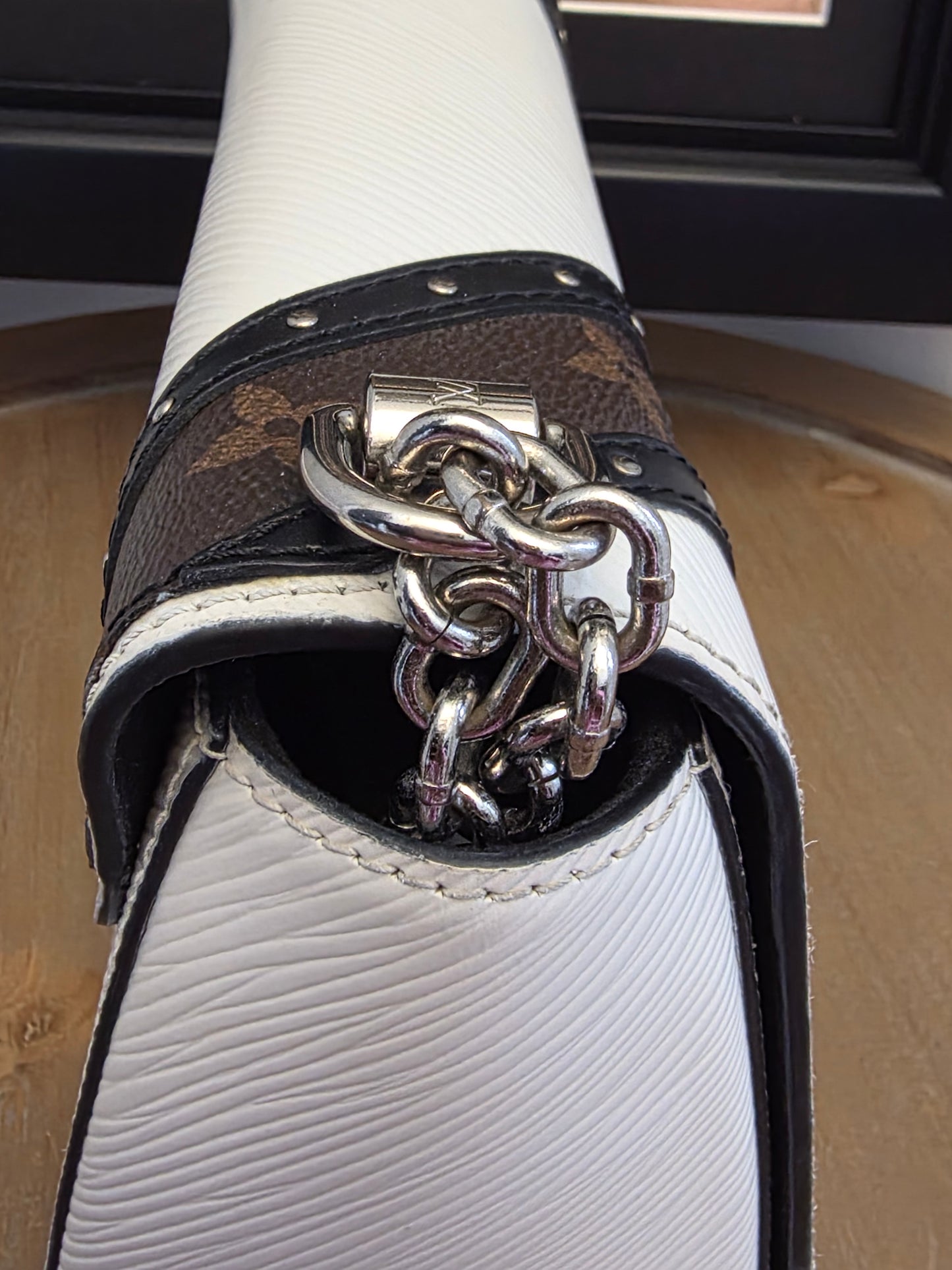 Louis Vuitton Twist MM Epi Leather & Monogram Reverse Chain Bag – White/Black  Price