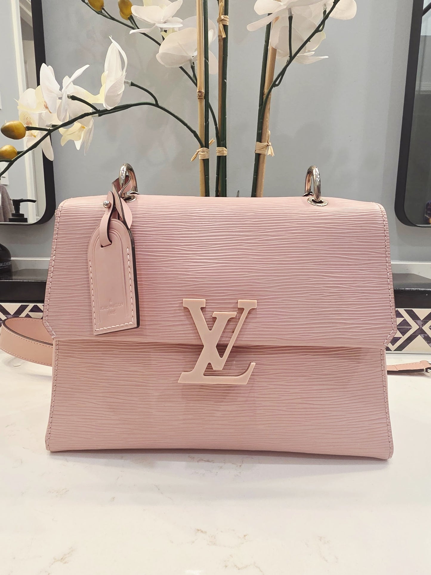 Louis Vuitton Pink Epi Leather Twist MM Tote Bag