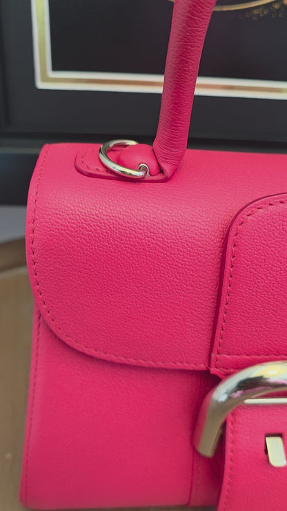 Delvaux Brillant Mini Neon Pink Crispy Calf Leather | Silver Hardware