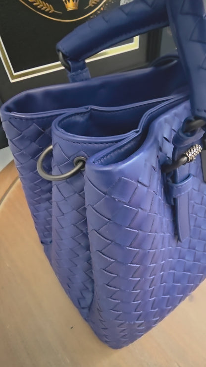Bottega Veneta Blue Intrecciato Leather Tote